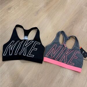 Nike Sports Bra Duo — Black & Gray with Pink Accents